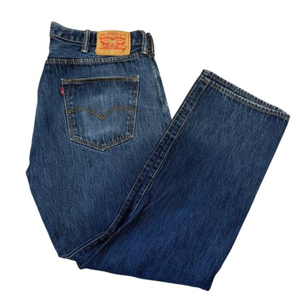 Levi's 501 Mens Straight Leg Button Fly 38x32 Rare Red R‎ Only Tab Classic Blue